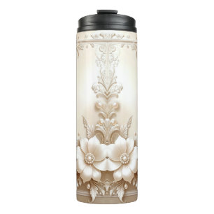 Termo Taza térmica de flores de marfil