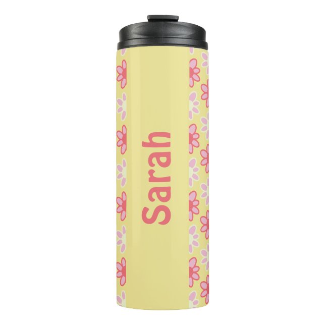 Termo Taza térmica de flores retro personalizadas (Anverso)