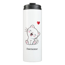 Termo Taza Térmica de Gatito Adorable y Corazón