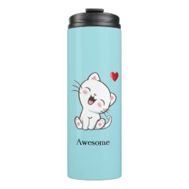 Termo Taza Térmica de Gatito Adorable y Corazón