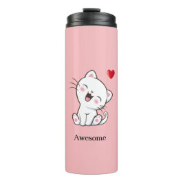 Termo Taza Térmica de Gatito Adorable y Corazón