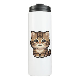 Termo Taza térmica de gatito atigrado marrón lindo