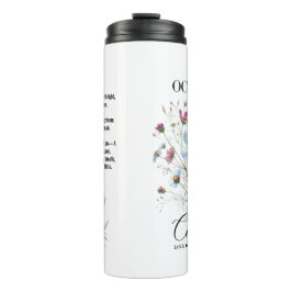 Termo Taza térmica de la flor de nacimiento de octubre •