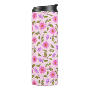 Termo Taza térmica de margarita floral rosa