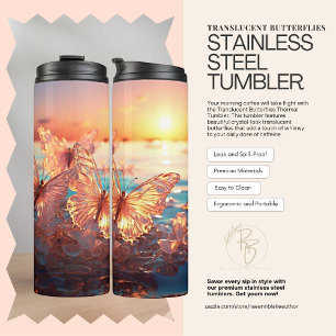 Termo Taza térmica de mariposas translúcidas