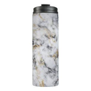 Termo Taza térmica de mármol gris blanco humo dorado