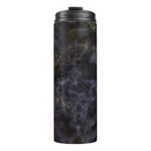 Taza térmica de mármol gris blanco humo dorado