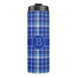 Termo Taza térmica de monograma de cuadros azules
