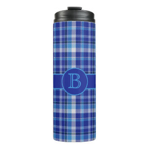 Termo Taza térmica de monograma de cuadros azules