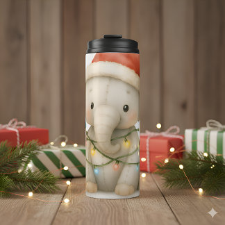 Termo Taza térmica de Navidad de elefante con puntadas s