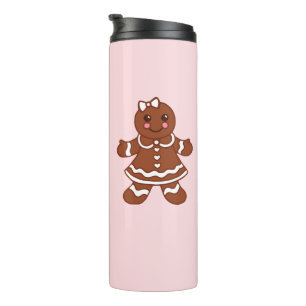 Termo Taza térmica de niña de pan de jengibre rosa