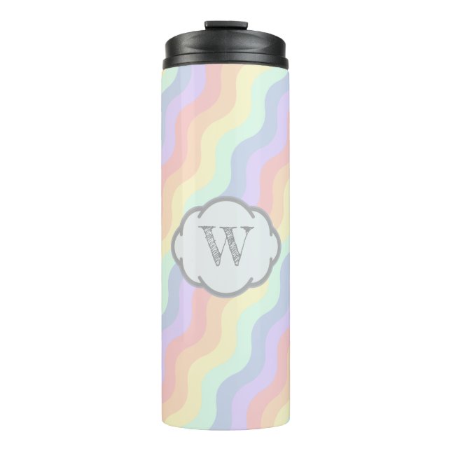 Termo Taza térmica de olas de arcoíris pastel (Anverso)