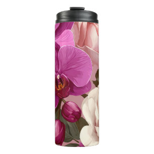 Termo taza térmica de orquídeas púrpura