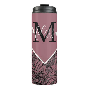 Termo Taza térmica de paisley en oro rosa y negro