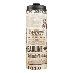 Termo Taza térmica de papel de periódico vintage