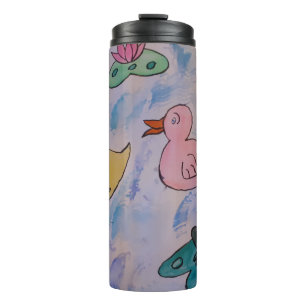 Termo Taza térmica de patitos bajo la lluvia