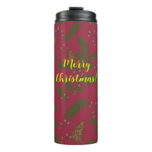 Termo Taza térmica de piñas y ramitas de Feliz Navidad