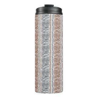 Termo Taza térmica de rayas modernas gris marrón