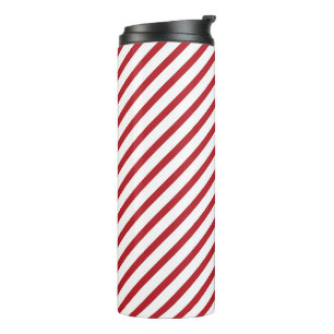 Termo Taza térmica de rayas rojas y blancas clásicas par