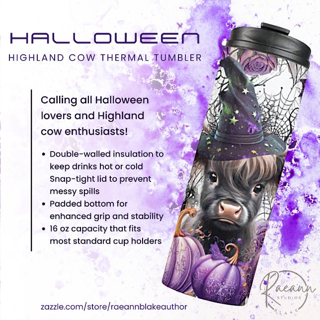 Termo Taza térmica de vaca de las Highlands de Halloween (Subido por el creador)