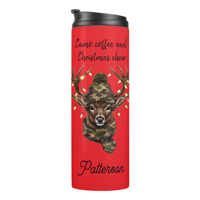 Termo Taza térmica de venado de Navidad (Rotado hacia la derecha)