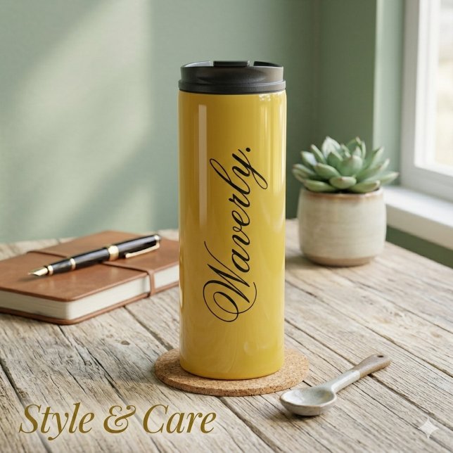 Termo Taza térmica dorada M elegante personalizada (Personalized Stylish M Gold Thermal Drink Tumbler)