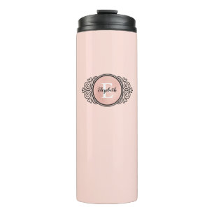 Termo Taza térmica elegante con monograma en rosa oro
