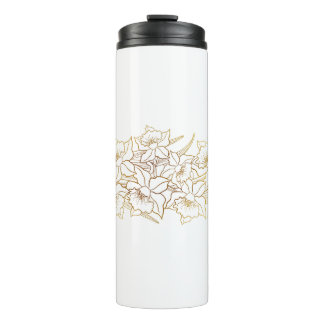 Termo Taza térmica floral de oro blanco
