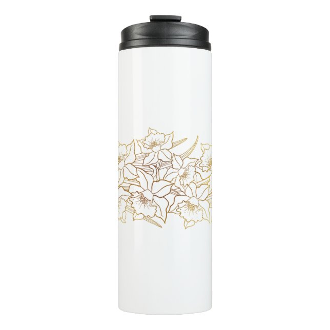 Termo Taza térmica floral de oro blanco (Anverso)