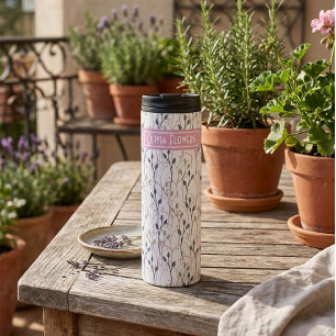 Termo Taza térmica floral personalizada con nombre