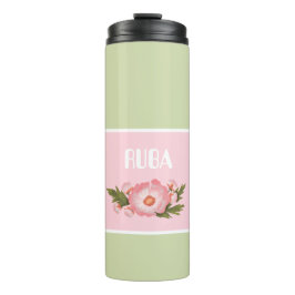 Termo Taza térmica floral rosa linda y verde bebé