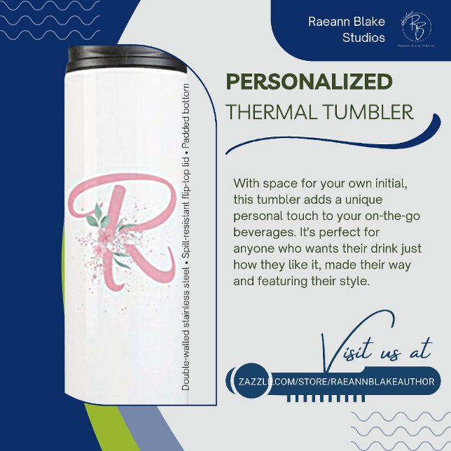 Termo Taza térmica floral rosa personalizada (Subido por el creador)