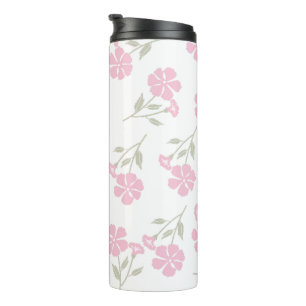 Termo Taza térmica floral rosa profundo diseño elegante