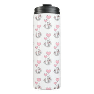Termo Taza Térmica Gatito Corazones Rosados
