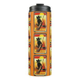 Termo Taza térmica gato negro de Halloween