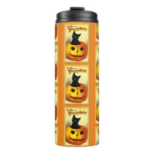 Termo Taza térmica gato negro de Halloween