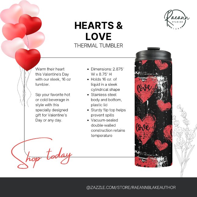 Termo Taza térmica Hearts & Love (Subido por el creador)
