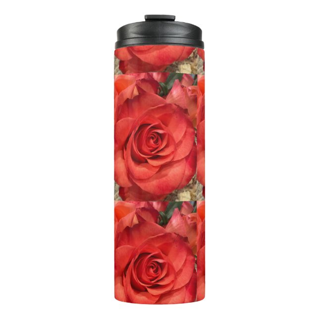 Termo Taza térmica macro de rosa roja romántica (Anverso)
