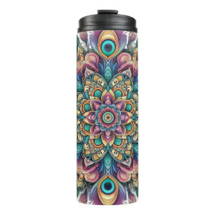Termo Taza térmica mandala de pavo real