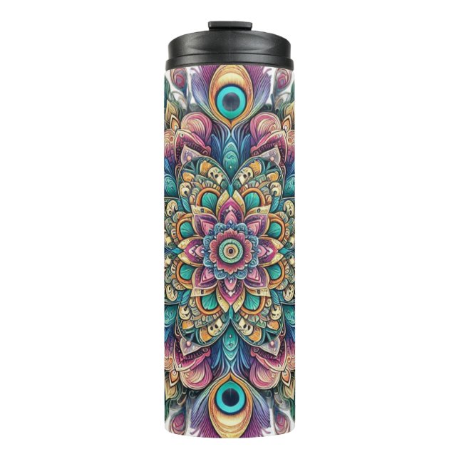 Termo Taza térmica mandala de pavo real (Anverso)