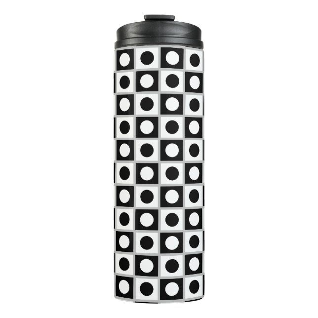 Termo Taza térmica moderna abstracta en negro y blanco (Anverso)