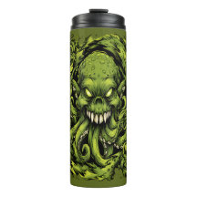 Taza térmica monstruo tentáculo verde espeluznante