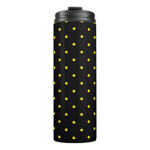 Termo Taza térmica negra con lunares amarillos