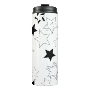 Termo Taza térmica negra y blanca con estrellas