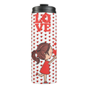 Termo Taza Térmica Pareja Corazones Rojos