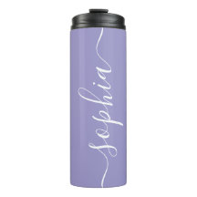 Taza térmica personalizada con escritura morada la