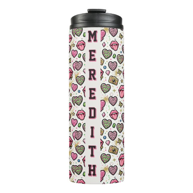 Termo Taza térmica personalizada con estampado de leopar (Anverso)