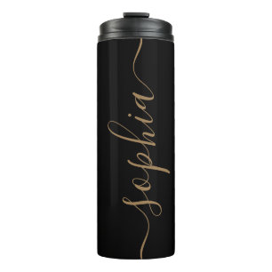 Termo Taza térmica personalizada con guión de oro negro