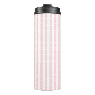 Termo Taza térmica rosa bebé y rayas blancas
