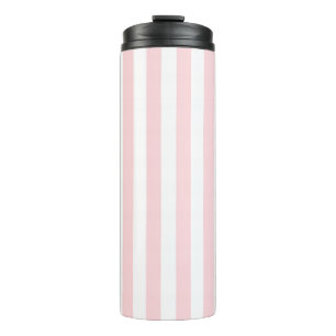 Termo Taza térmica rosa bebé y rayas blancas